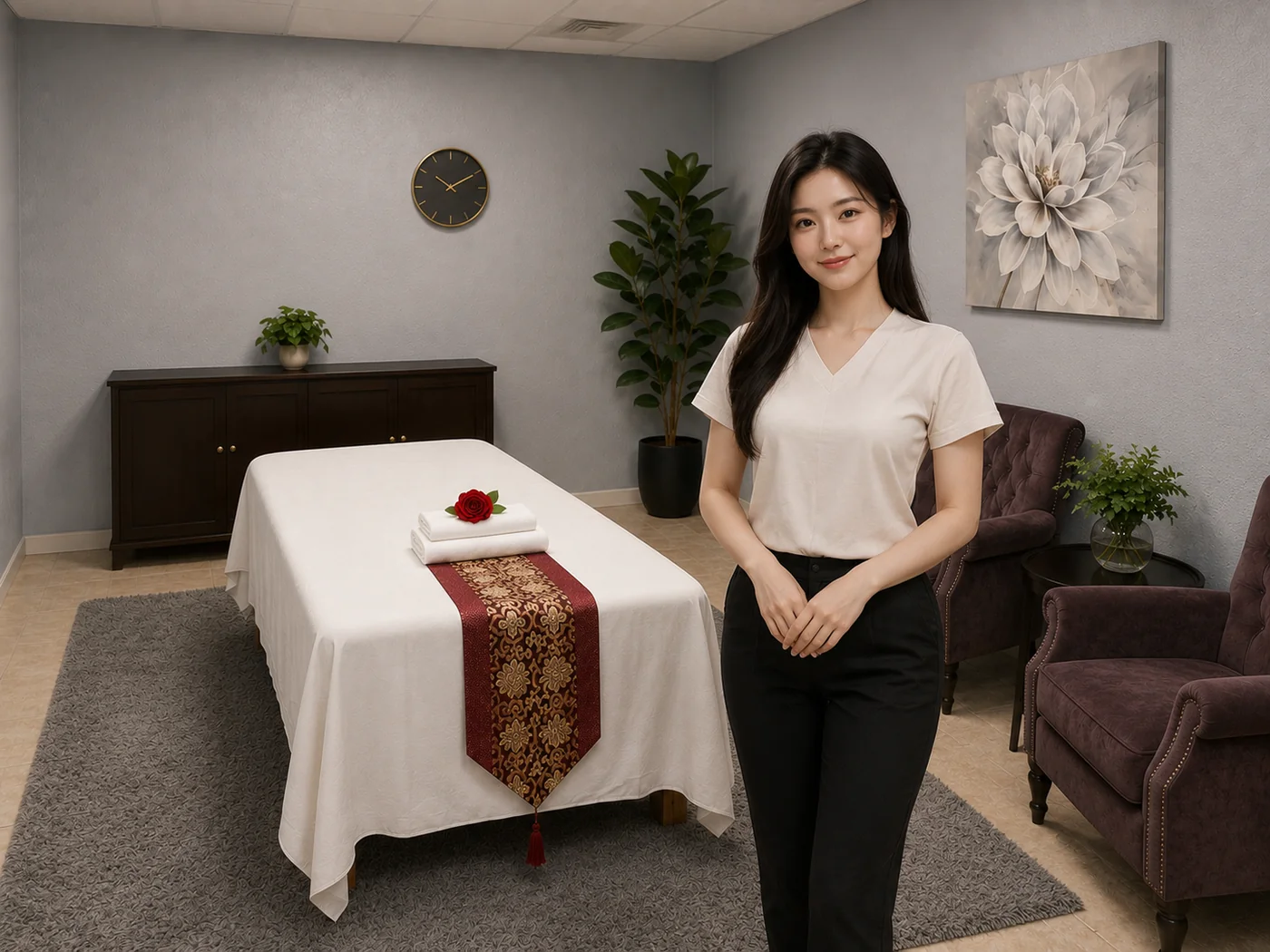 MC Spa Massage interior — clean private room with massage table in Friendswood TX