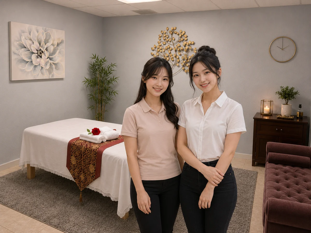 Calm massage room at MC Spa Massage in Friendswood TX
